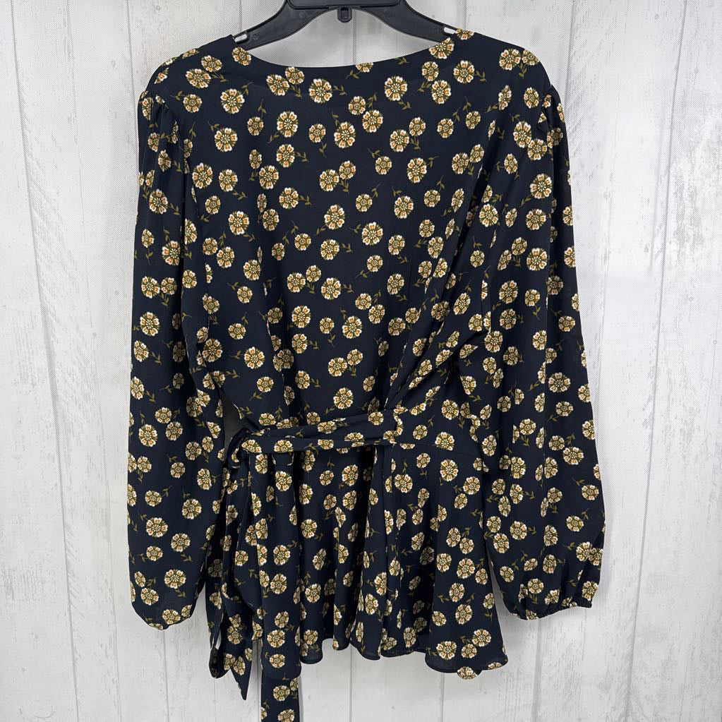 16 flo print l/s wrap shirt