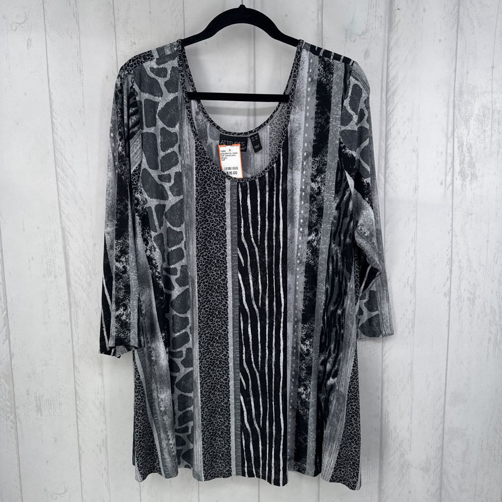 3XP animal print 3/4 slv top