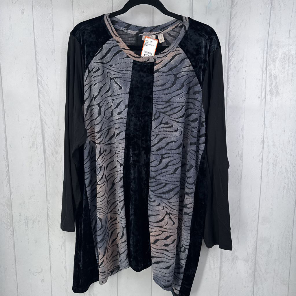 3X zebra print l/s tunic