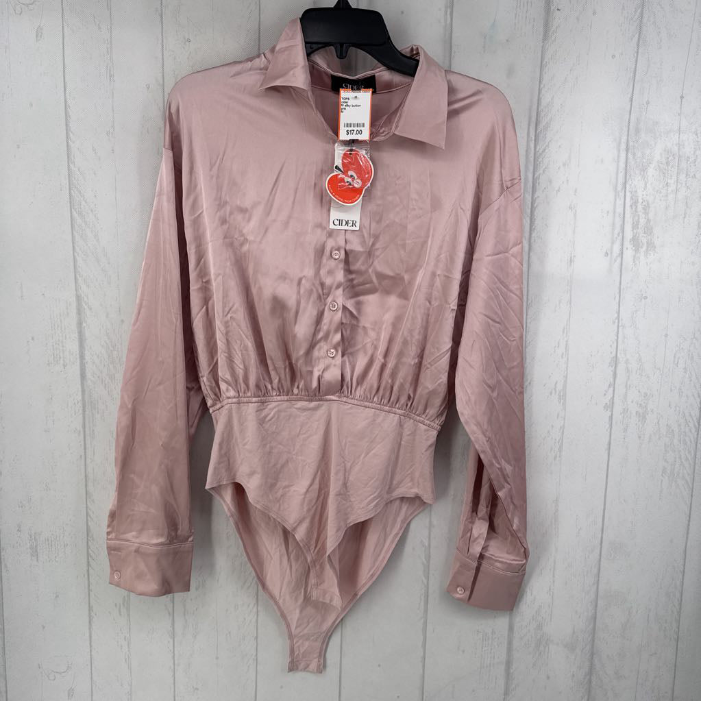 M silky button down l/s bodysuit