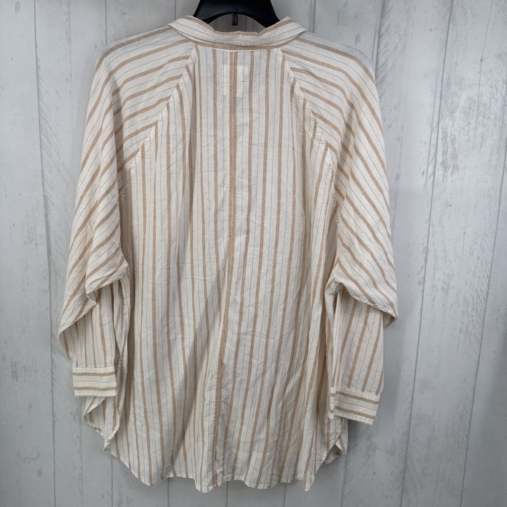 R55 XL striped button down l/s top