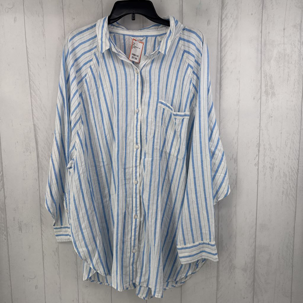 XL striped button down l/s top