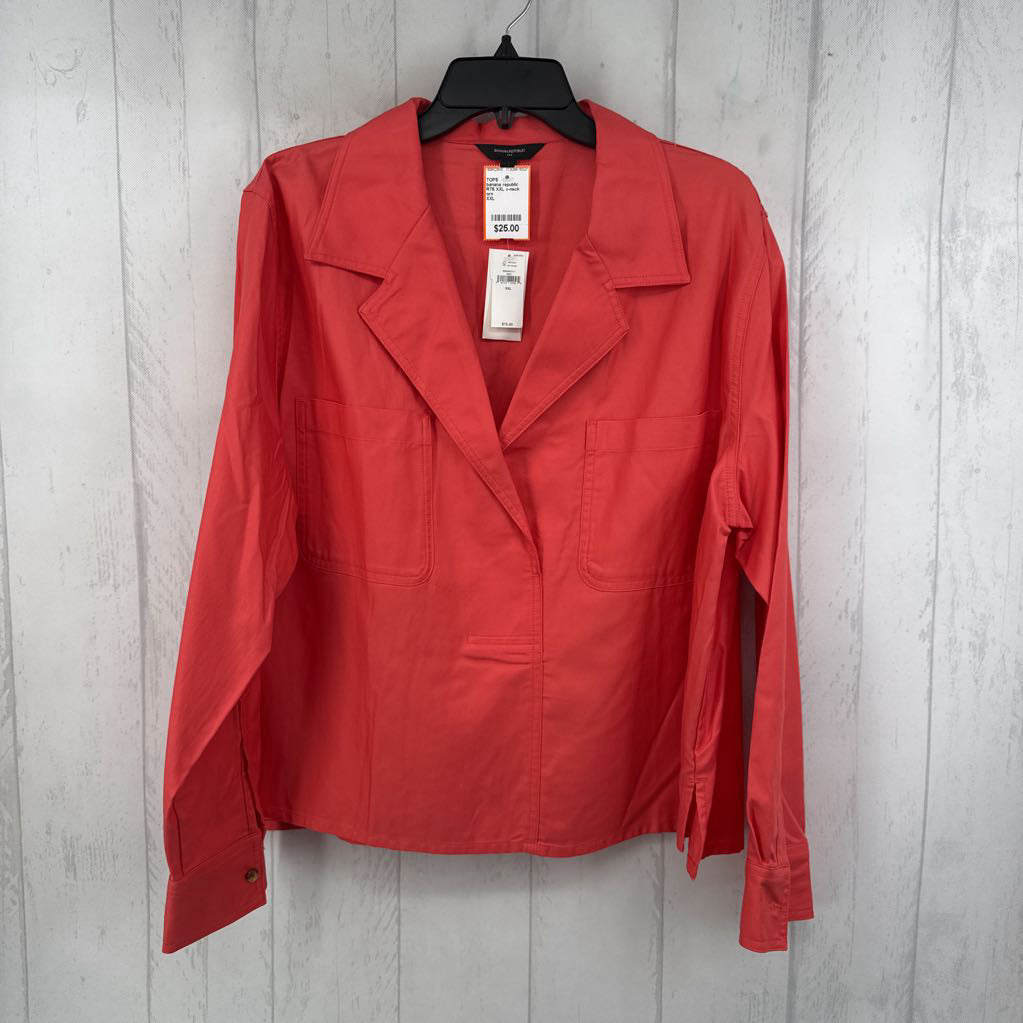 R75 XXL v-neck twill l/s top