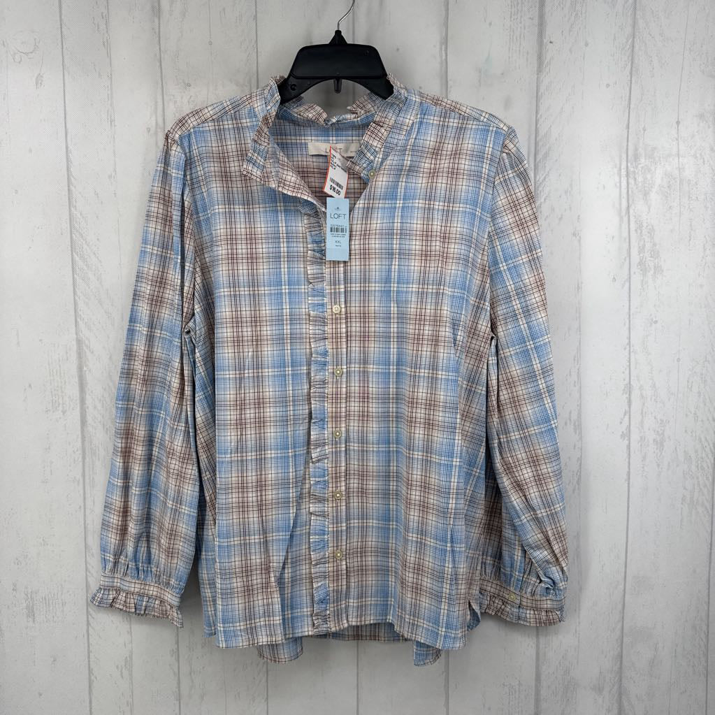 XXL-P plaid button down l/s top