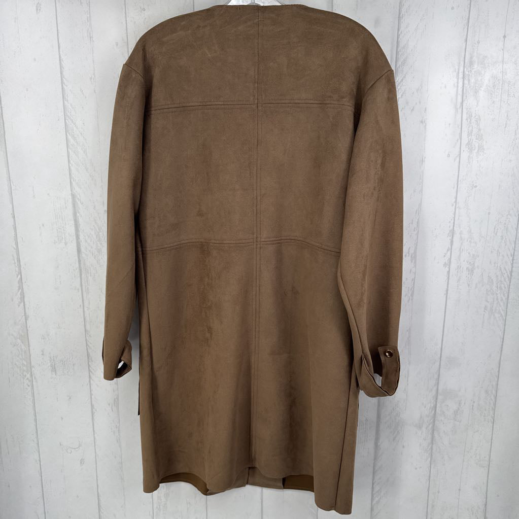 M vegan leather long jacket