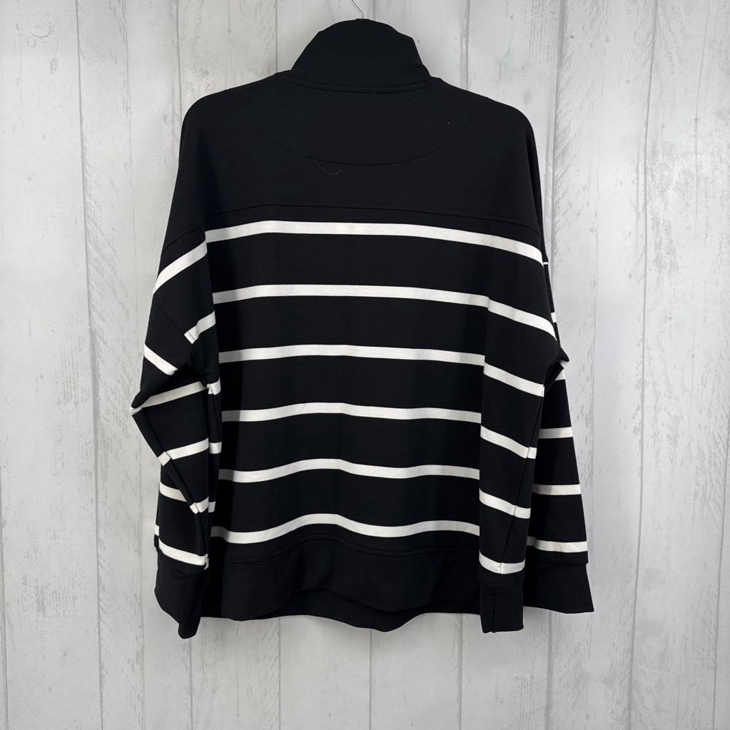 1X striped 1/2 zip-down l/s pullover