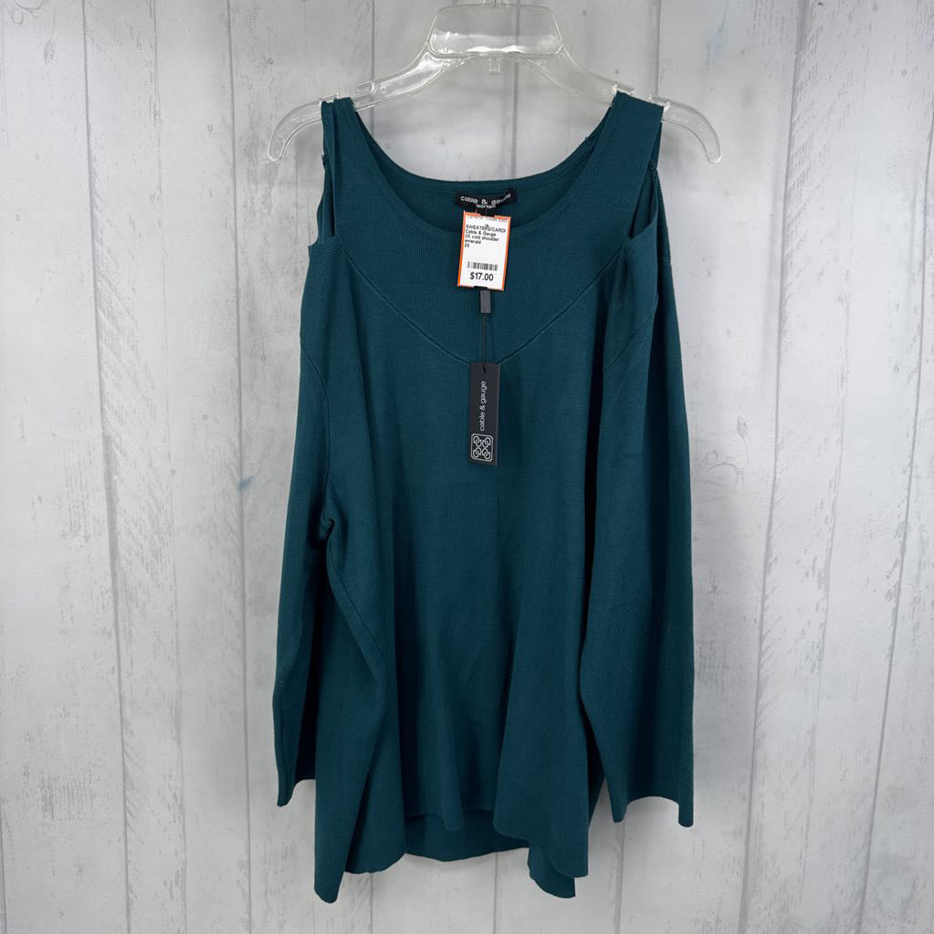 2X cold shoulder sweater