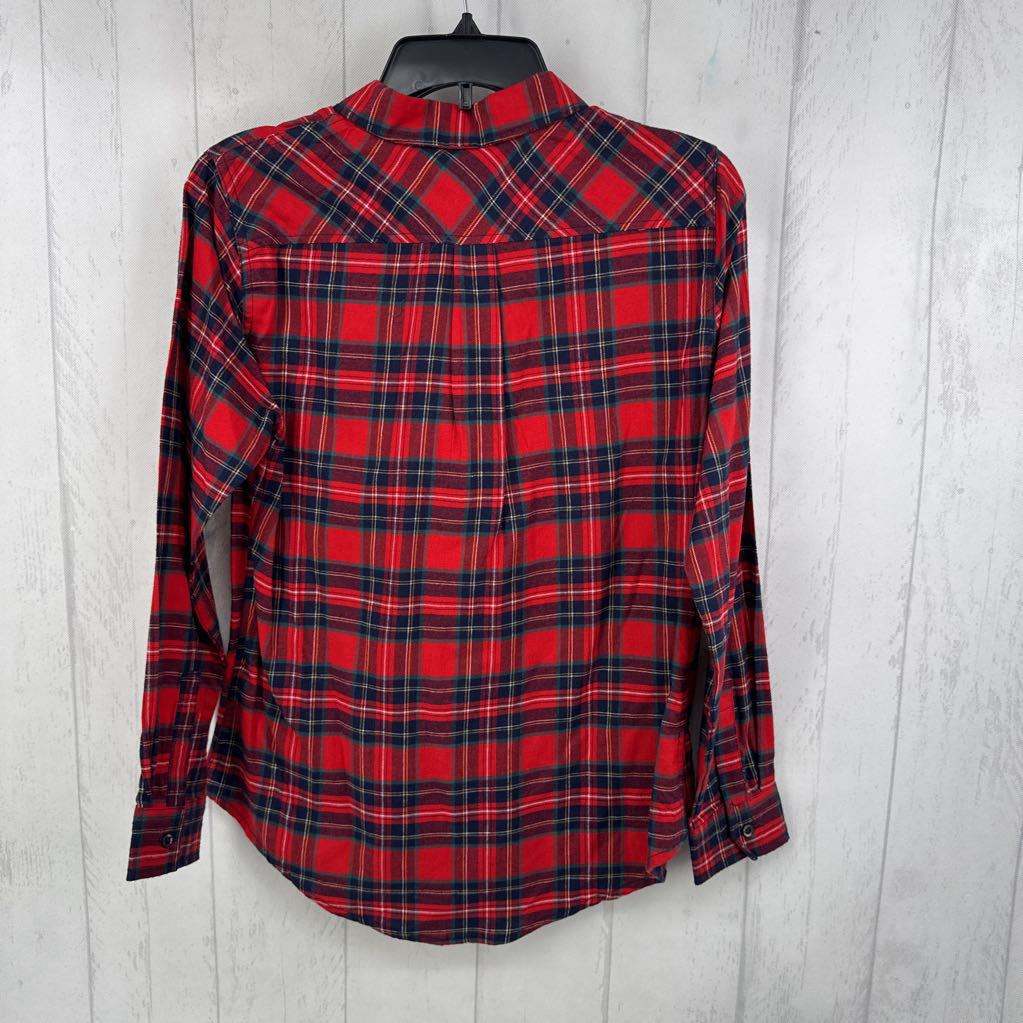 S plaid button down l/s top