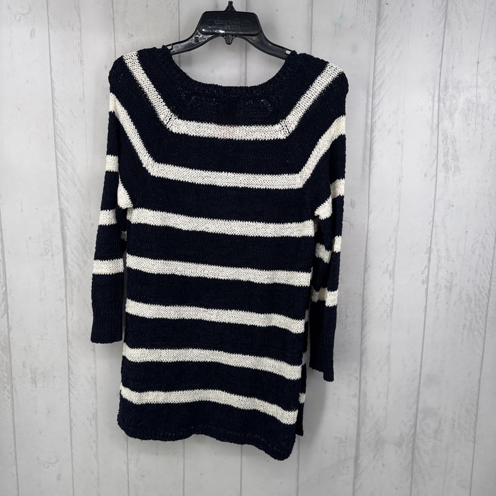 R54 M striped v-neck 3/4 slv sweater