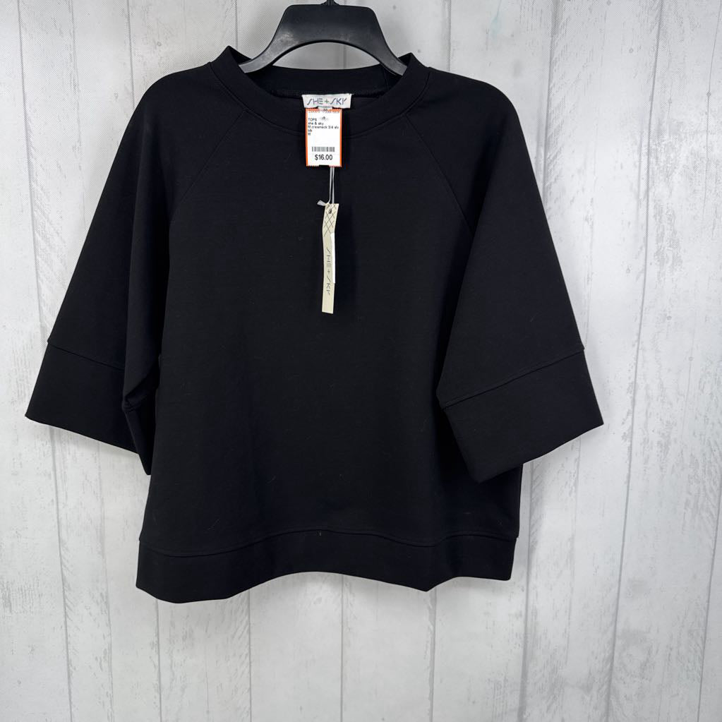 M crewneck 3/4 slv top