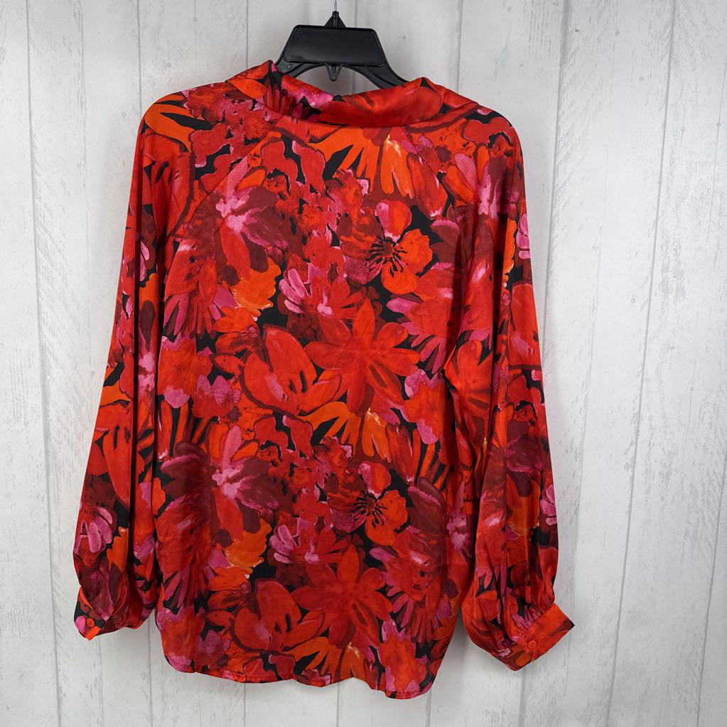 S flo print v-neck l/s top
