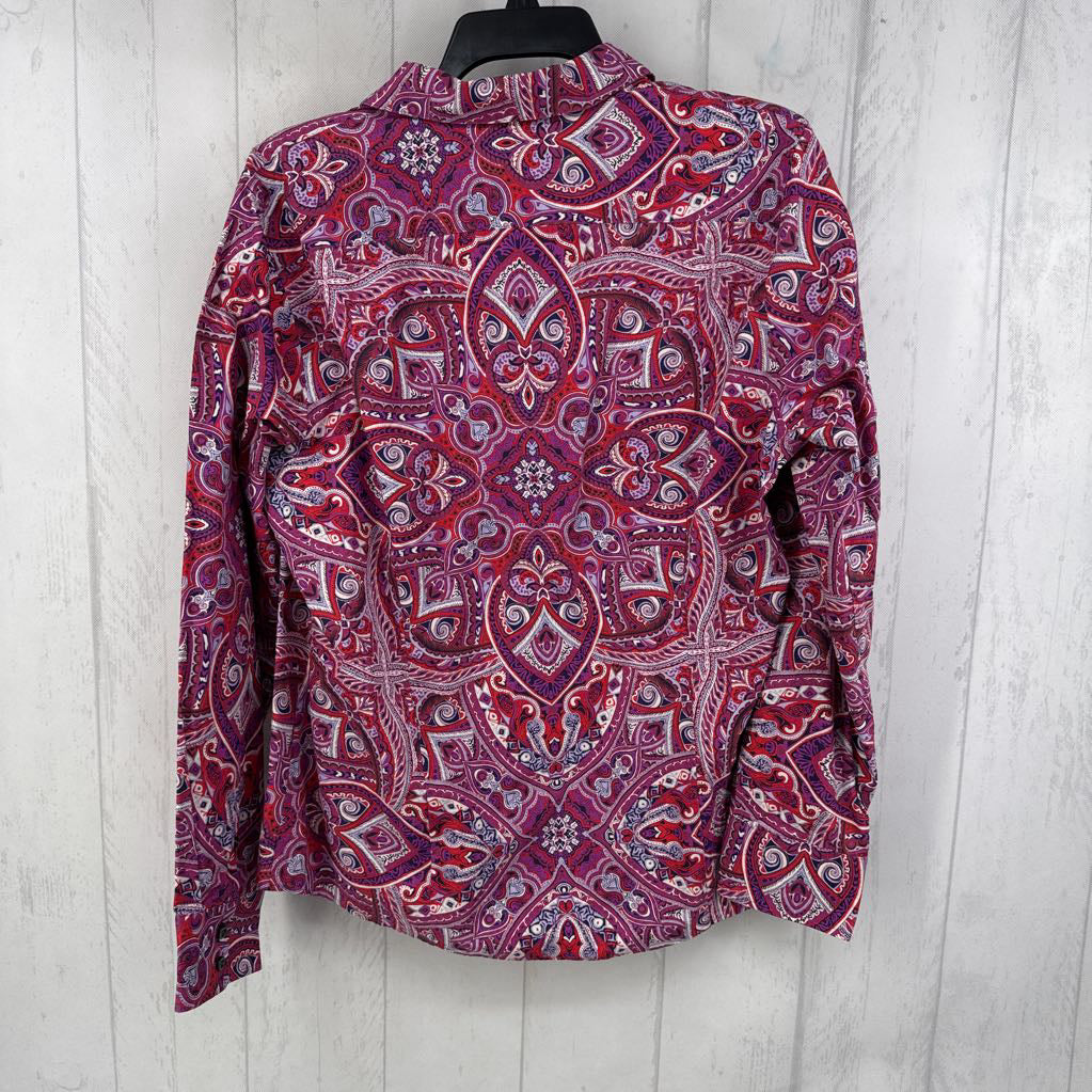 14 paisley print button down l/s top