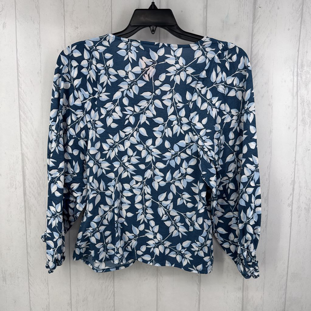 M flo print v-neck 3/4 slv top