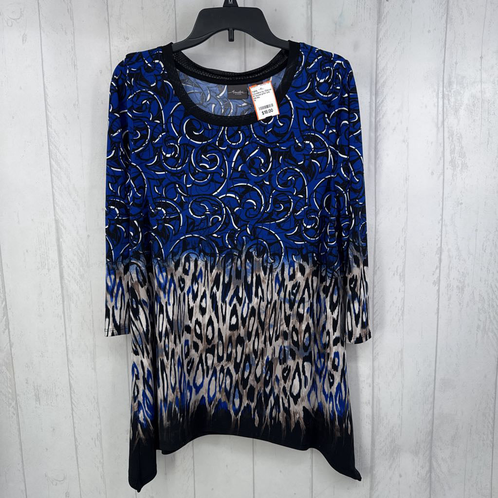 M mixed print 3/4 slv tunic