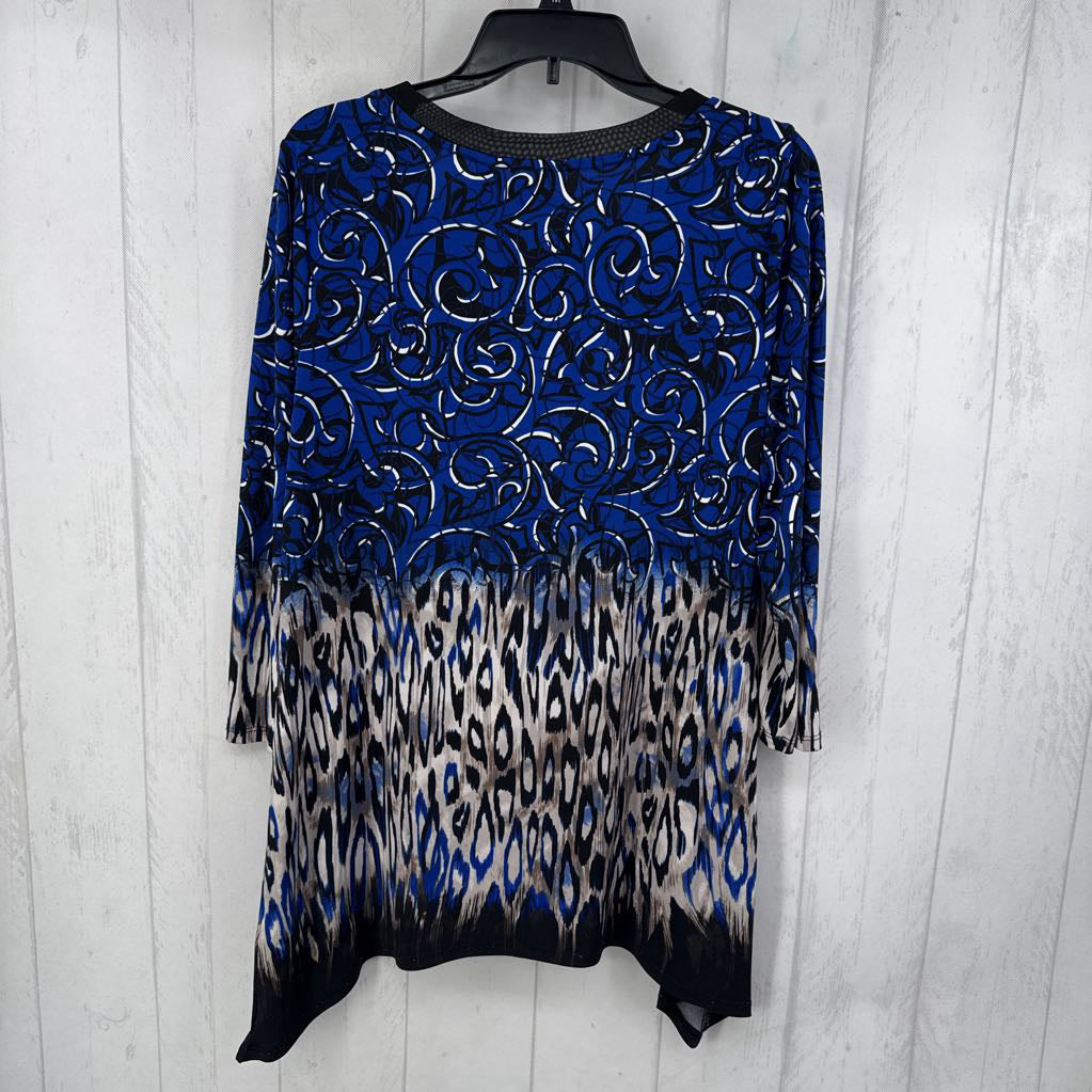 M mixed print 3/4 slv tunic