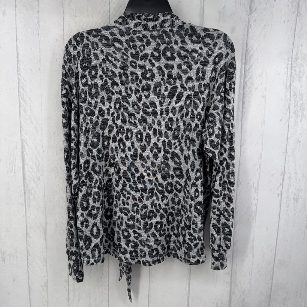 S animal print tie front l/s cardi