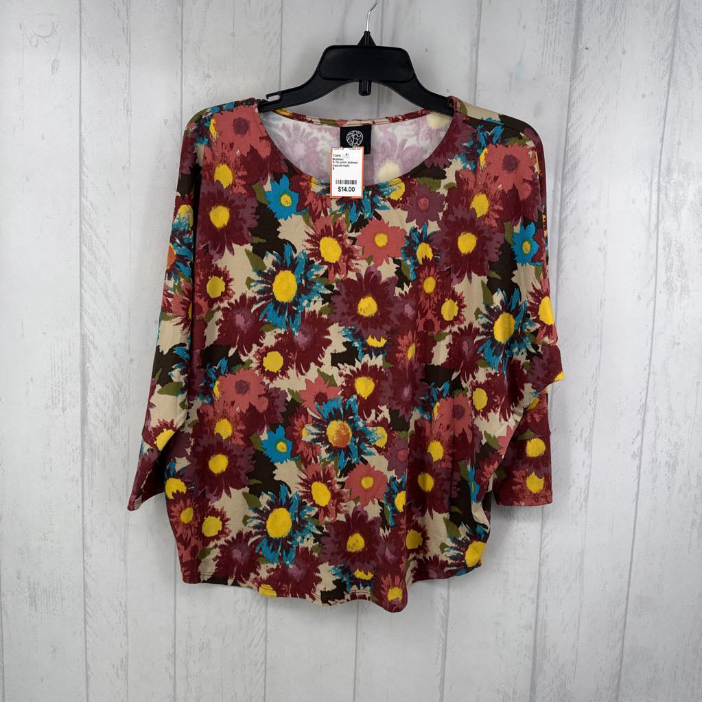 S flo print dolman slv top