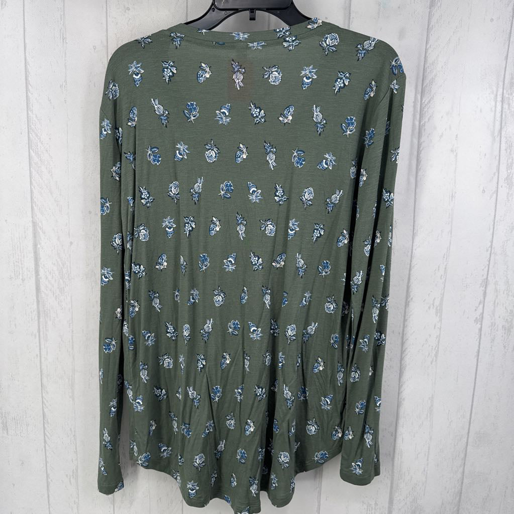 XL flo print scoop neck l/s tee