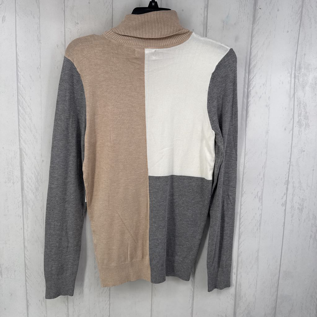 S colorblock t-neck knit top