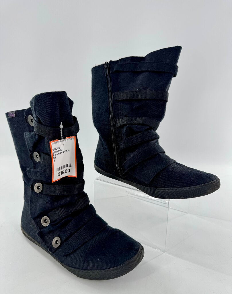 8 canvas button accent mid-calf boot