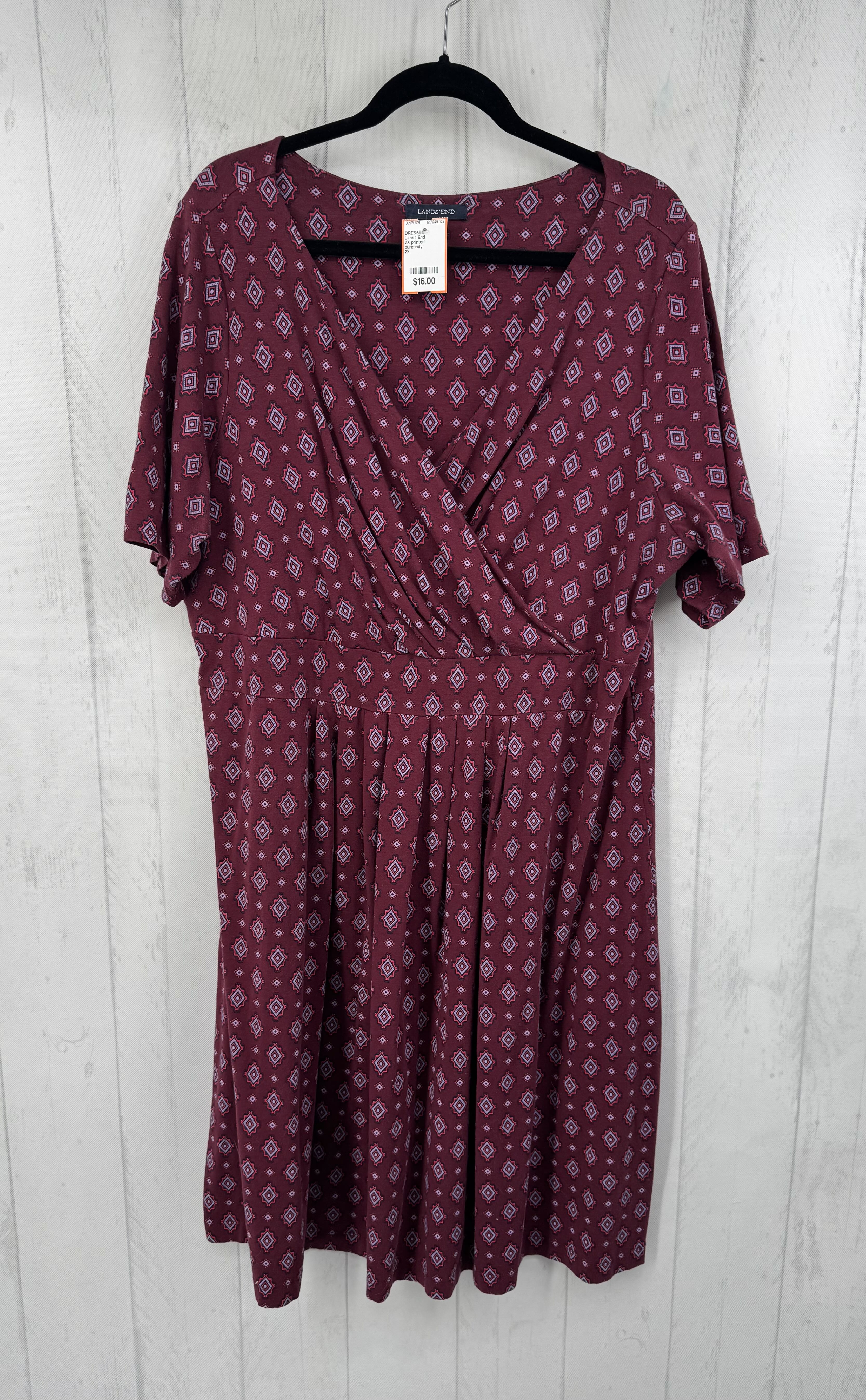 2X printed crossover s/s dress