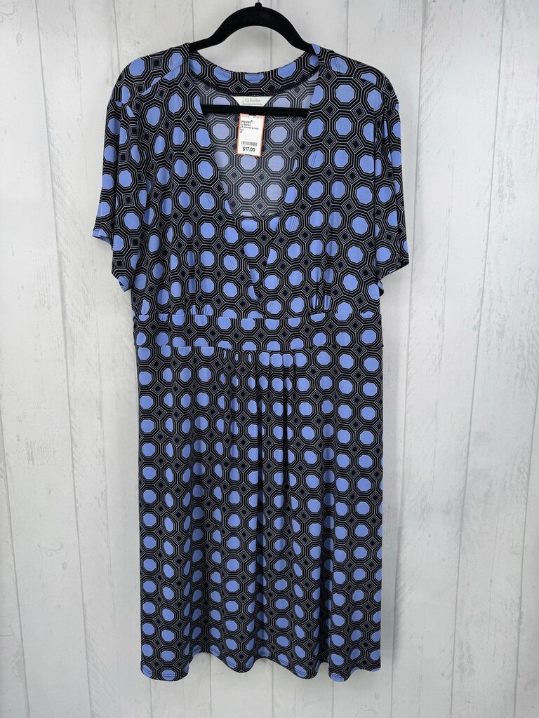 2X printed scoop neck s/s dress