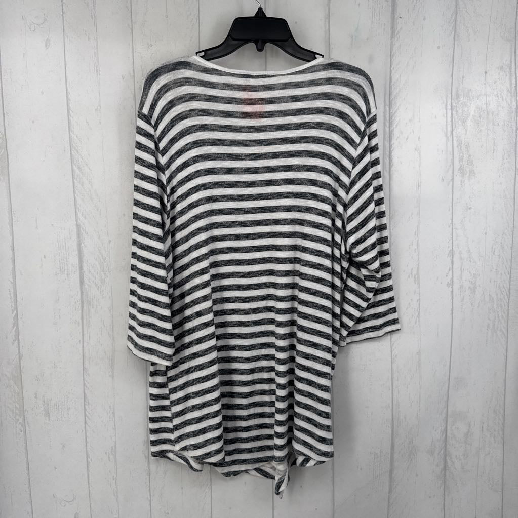 XL striped cutout 3/4 slv tunic