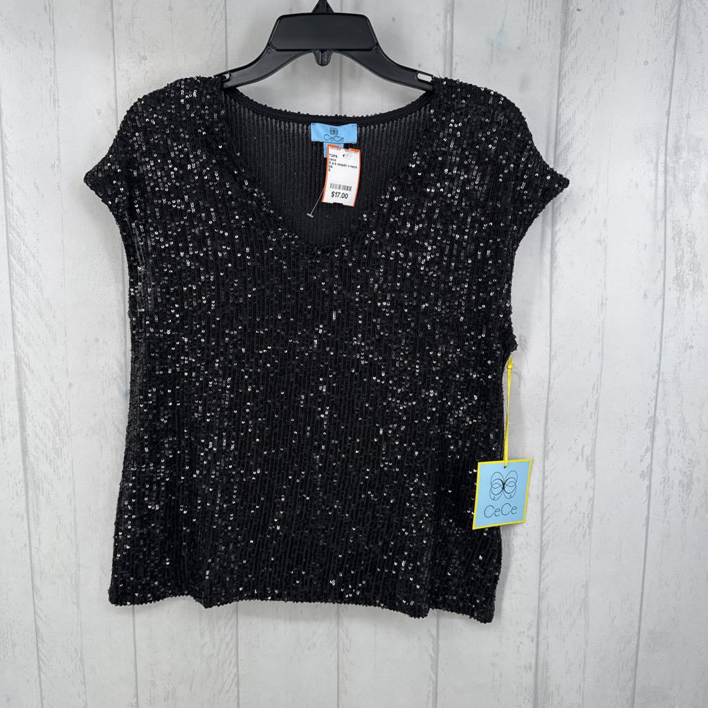S s/s sequin v-neck top