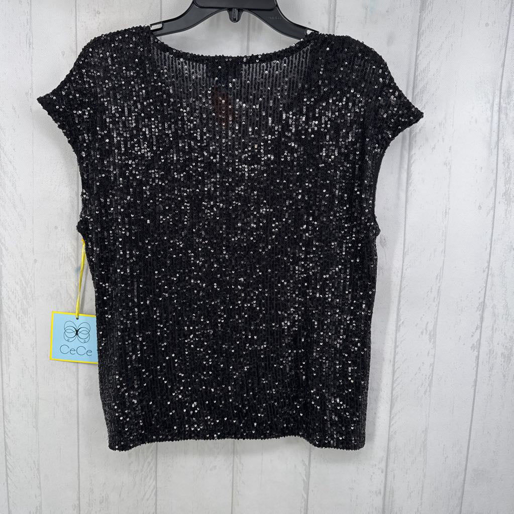 S s/s sequin v-neck top