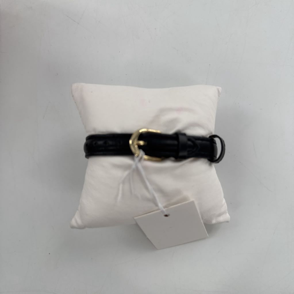 black leather band watch