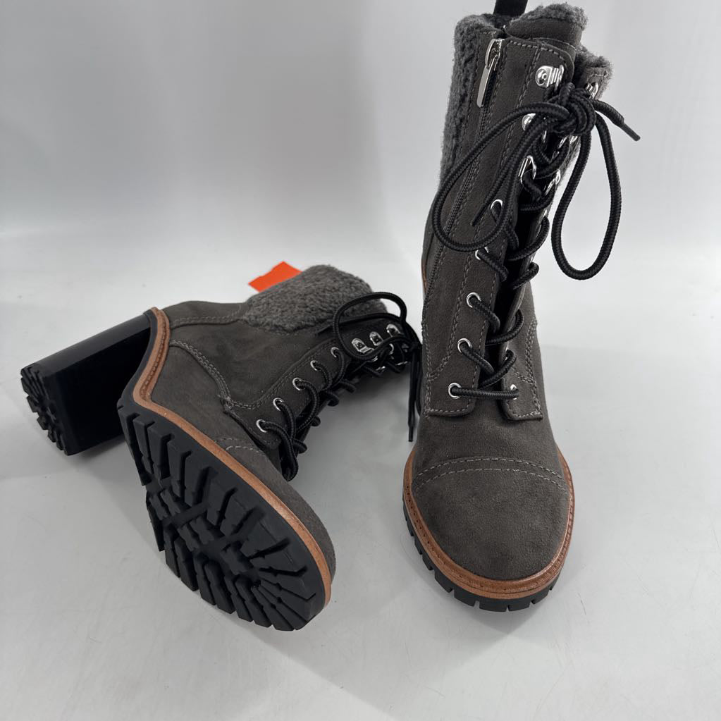 7 block heel combat booties