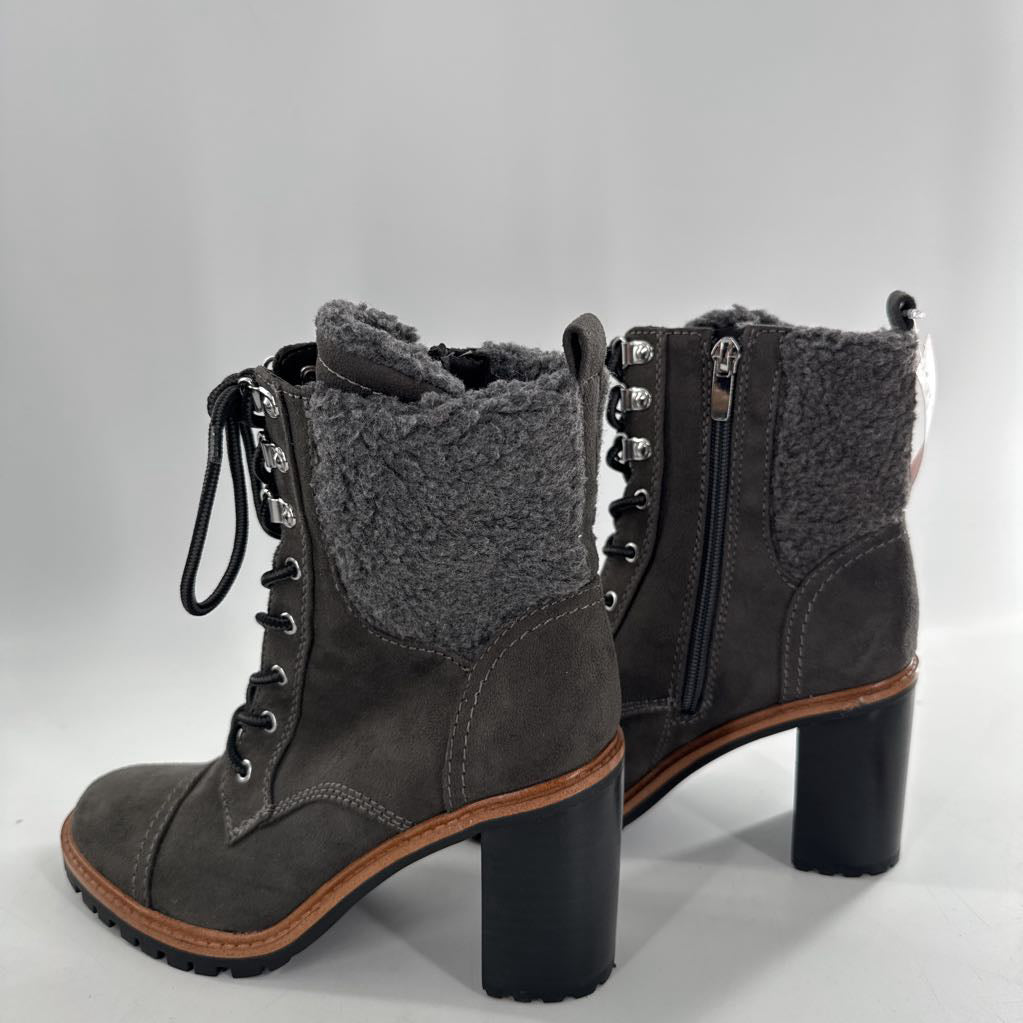 7 block heel combat booties