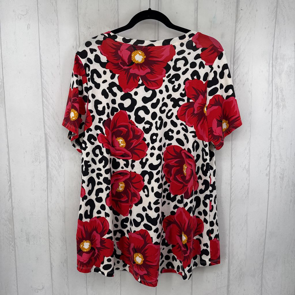 2XL animal print & flowers s/s tee