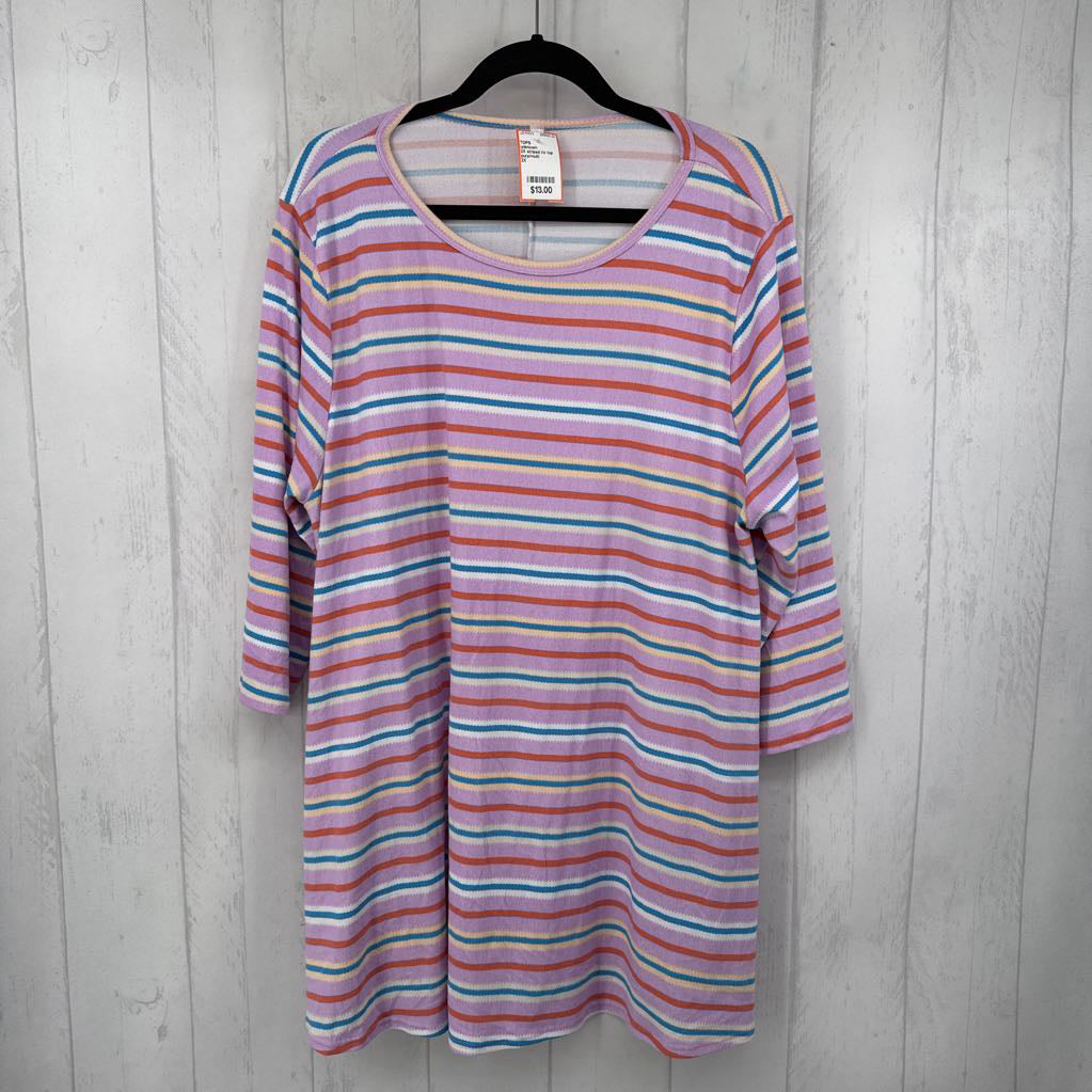 2X striped l/s top