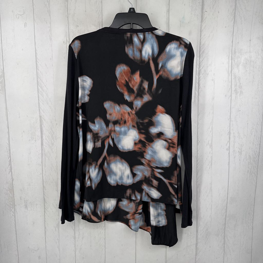 XL printed scoop-neck l/s top