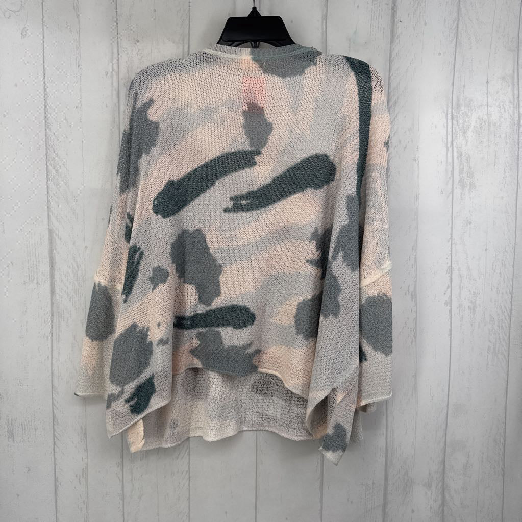 L loose-knit camo drop shoulder top