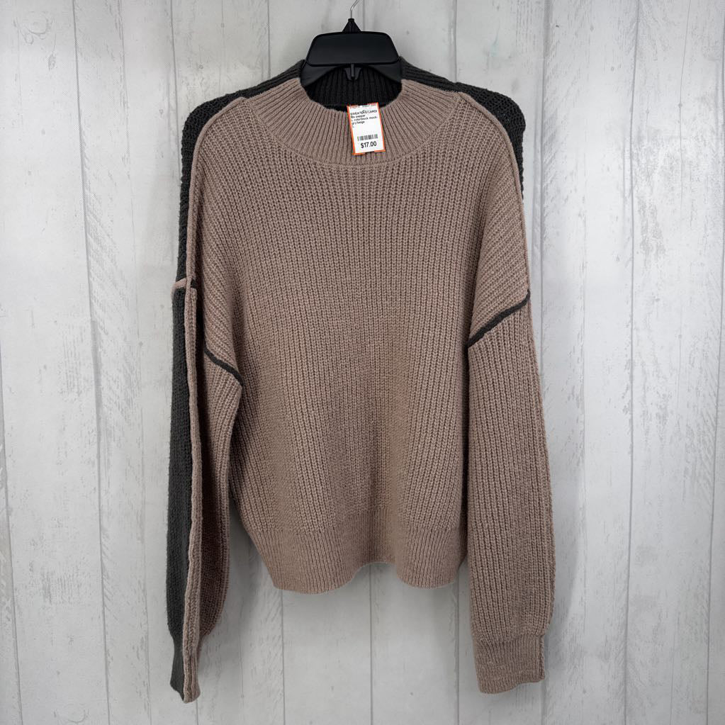 L colorblock mock-neck sweater