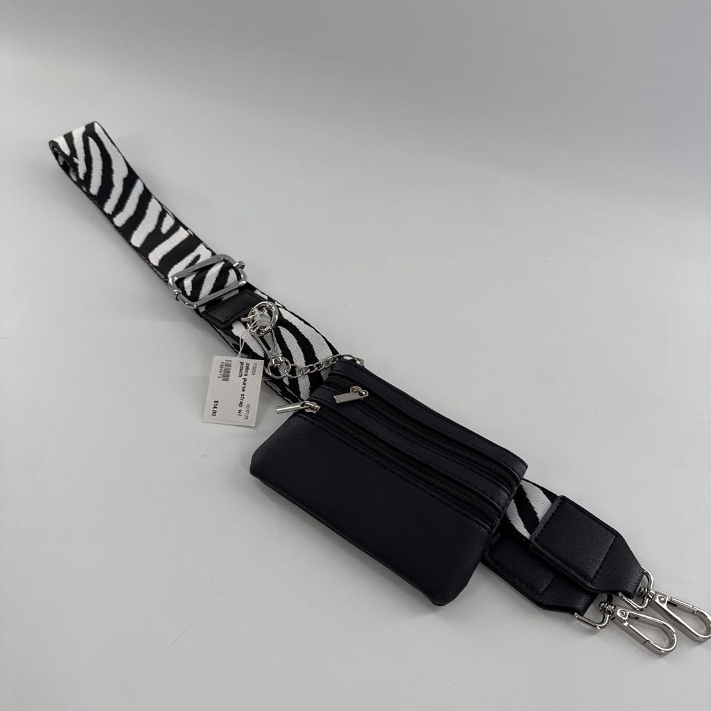 zebra purse strap w/ pouch