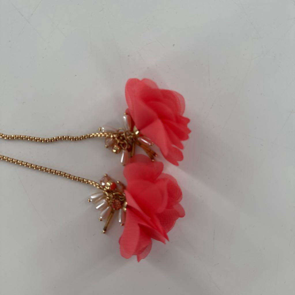 21" goldtone pearl cluster flower tassel necklace