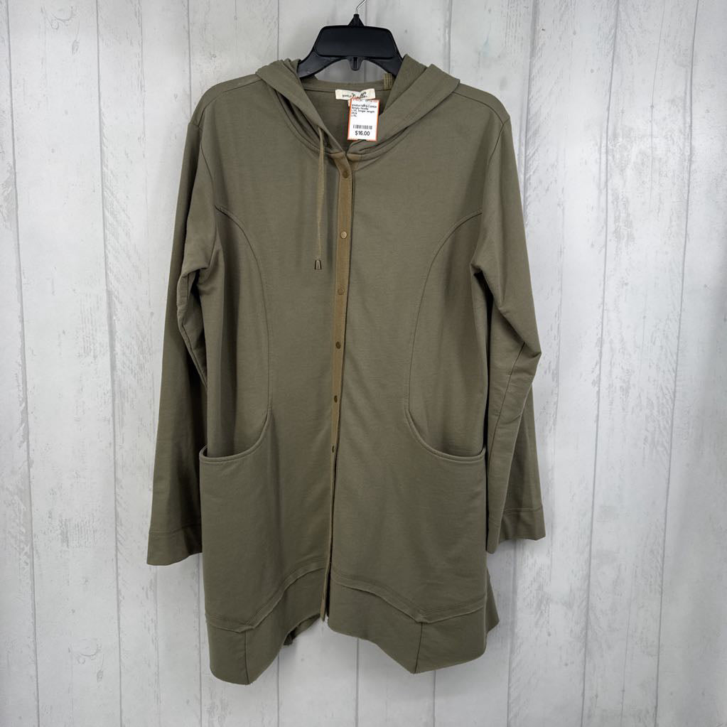 L/XL longer length button down sweatshirt