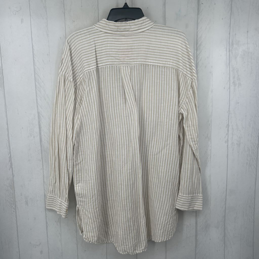 L striped button down l/s top
