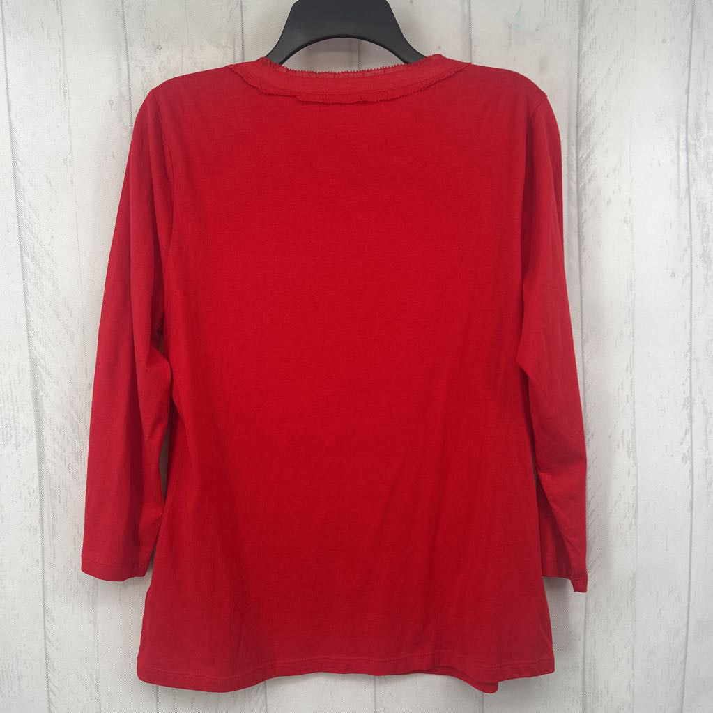 L ruffled button front l/s henley