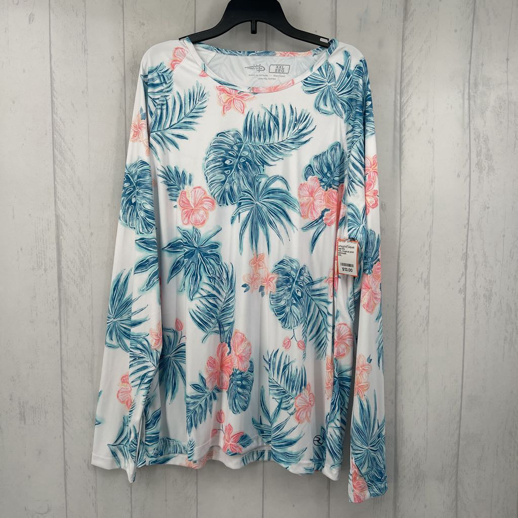 XXL tropical print l/s tee
