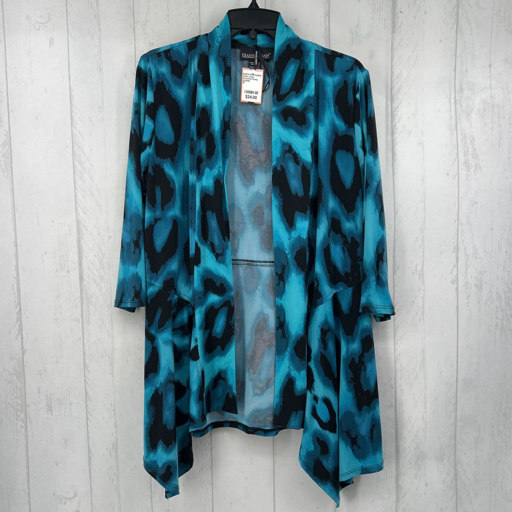 10 printed flowy 3/4 slv cardi