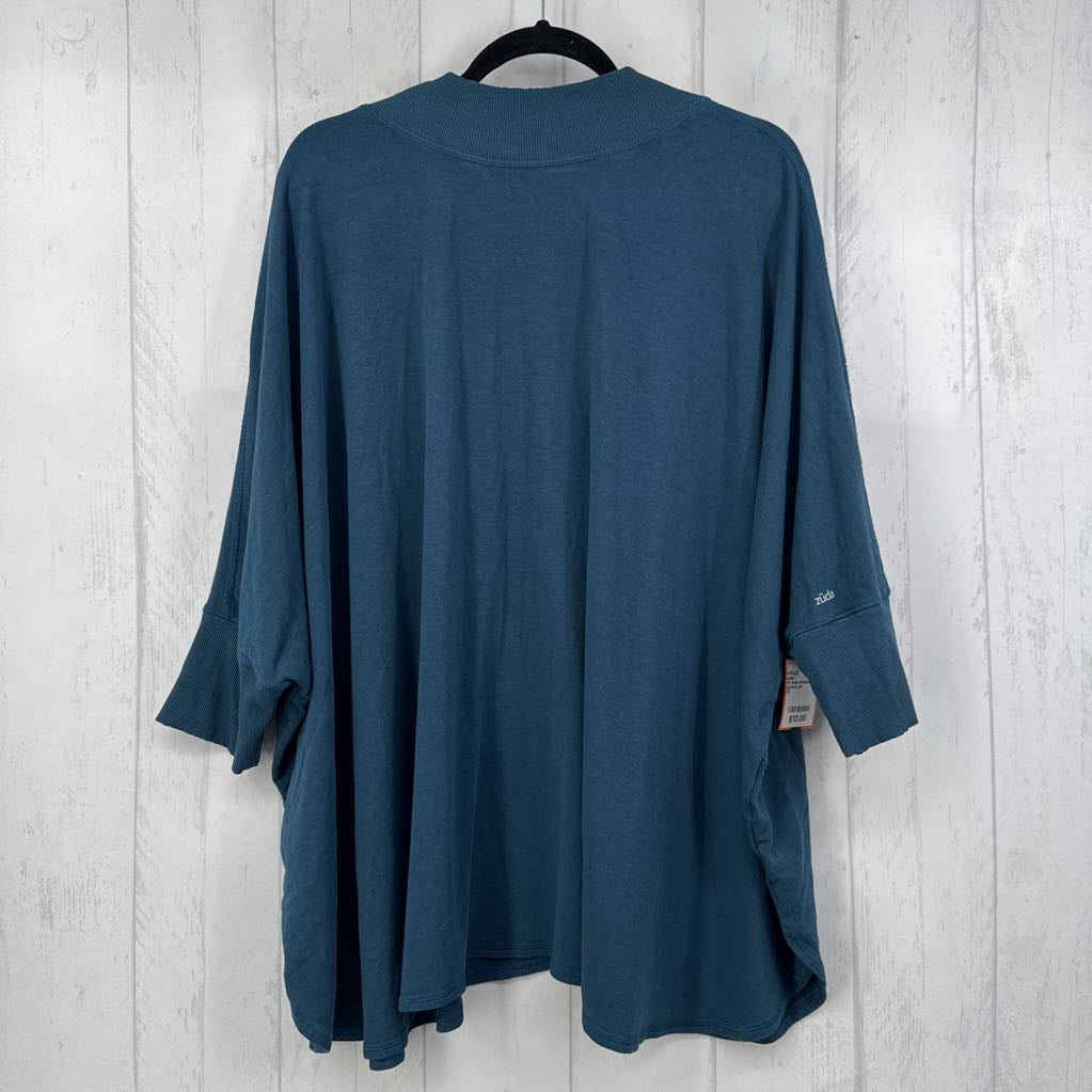 1X drop shoulder mock-neck top