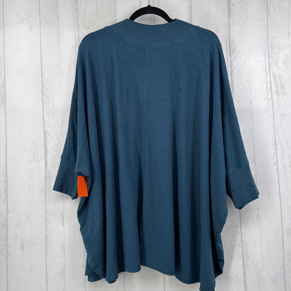 1X drop shoulder mock-neck top