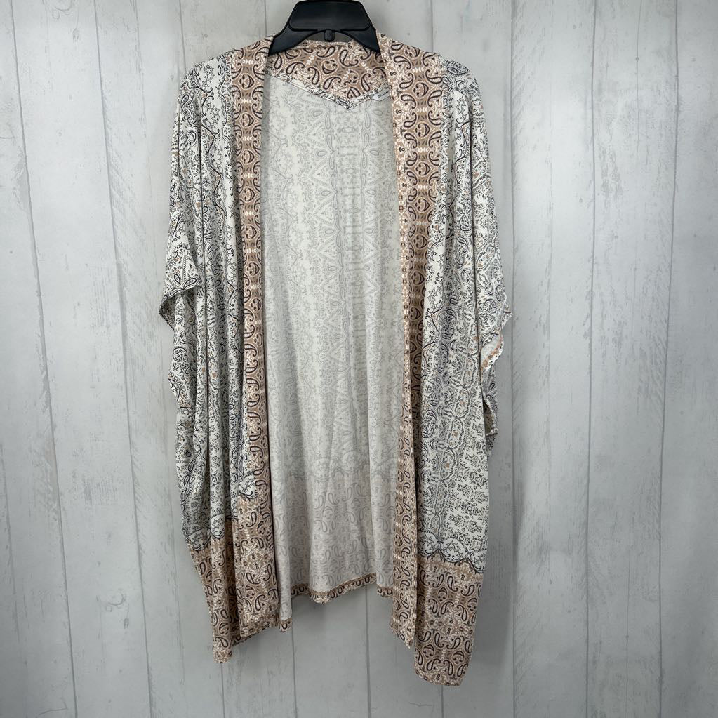 XL paisley print open front cardi