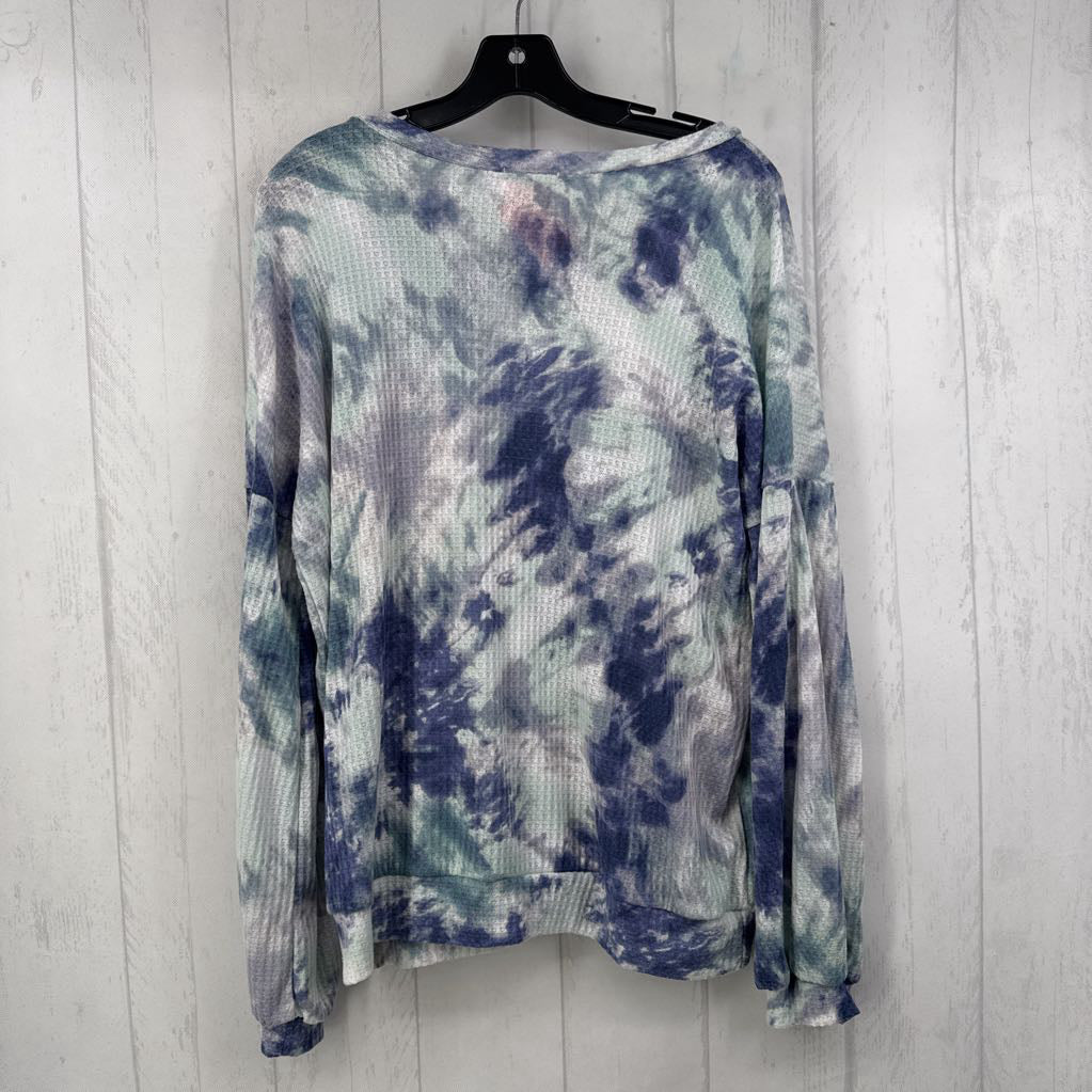 S waffle-knit tie-dye l/s top