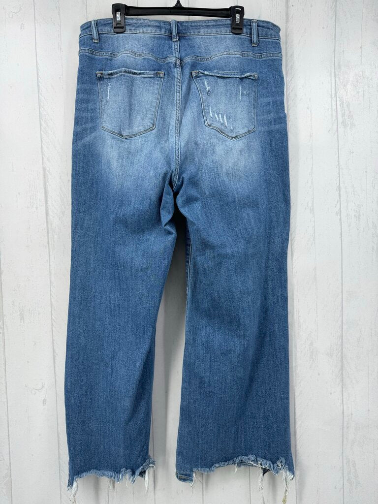 2XL distressed wide leg jean