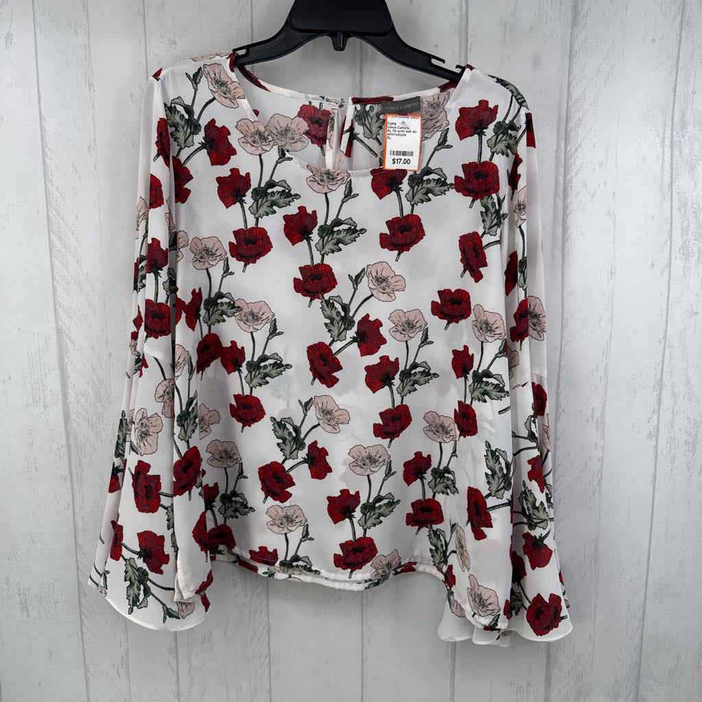 XL flo print bell slv top